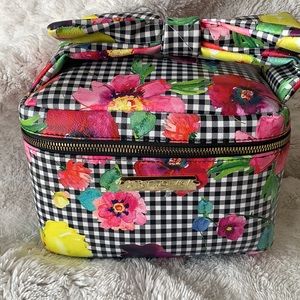 Betsey Johnson Bow Top Traincase Floral Bag